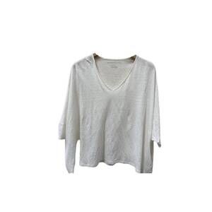 NEW MAJESTIC FILATURES women's wide fit stretch linen t-shirt in white